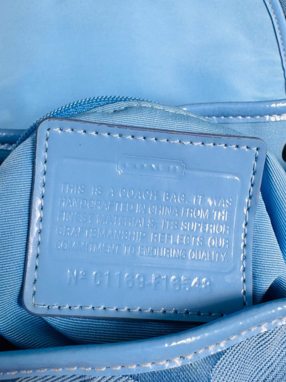 Coach Kyra Daisy Signature Backpack Blue Jacquard Flower Charm F16556 Rare Y2K - Picture 16 of 16